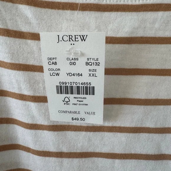 J. Crew White and Tan Striped Blouse - Picture 4 of 6